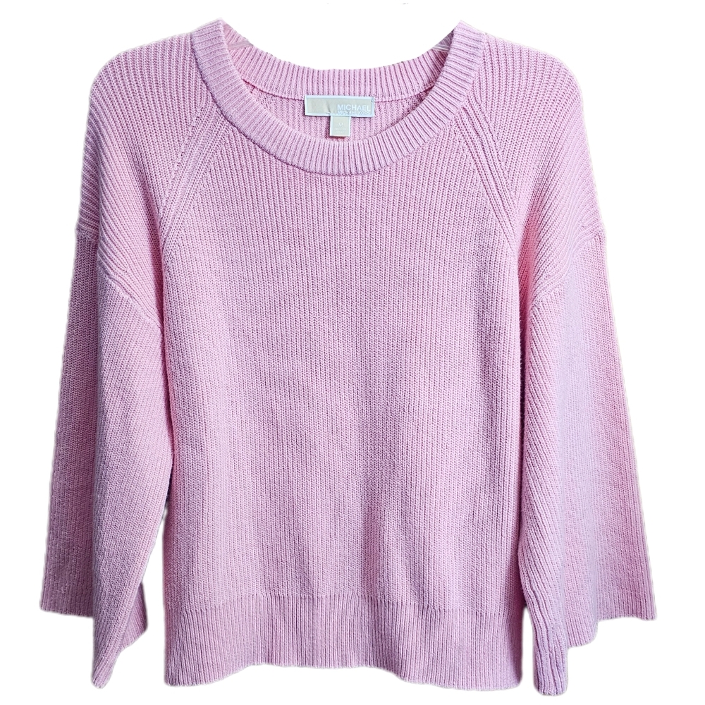 Michael Kors womens Sloane crew neck ribbed knit sweater size medium pink